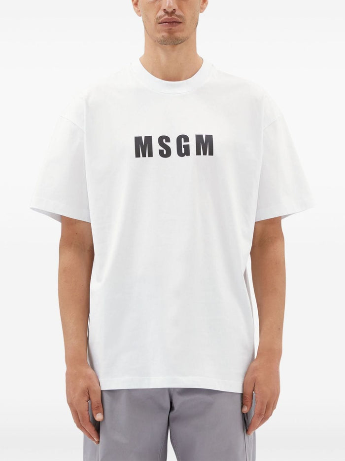 Msgm T-shirt Bianco Uomo Logo Stampatello 2