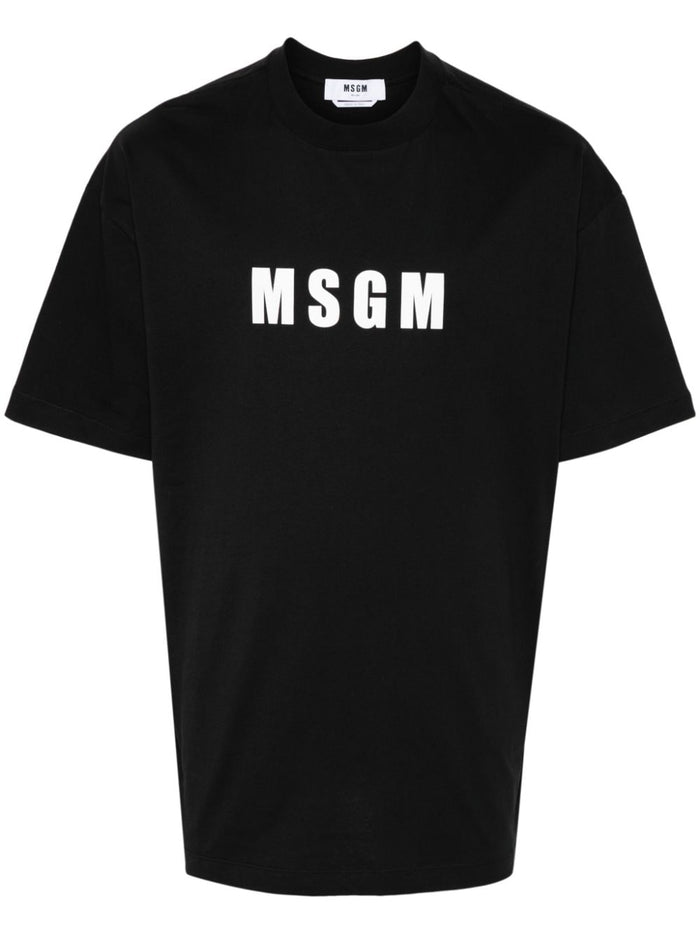 Msgm T-shirt Nero Uomo Logo Stampatello 5