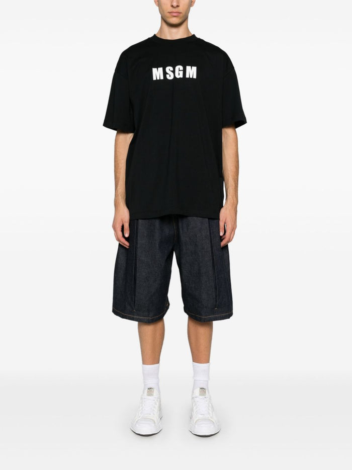 Msgm T-shirt Nero Uomo Logo Stampatello 1