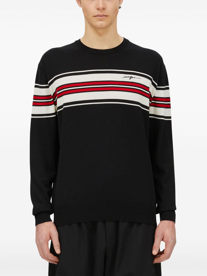 Msgm Maglia Nero Uomo Dettaglio a Righe 2