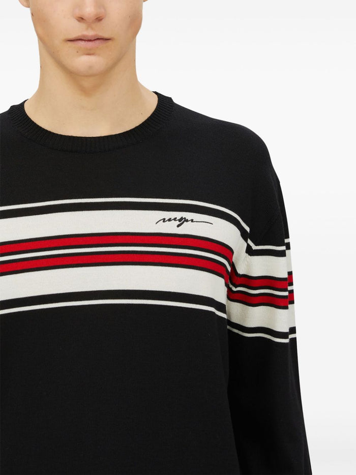 Msgm Maglia Nero Uomo Dettaglio a Righe 5