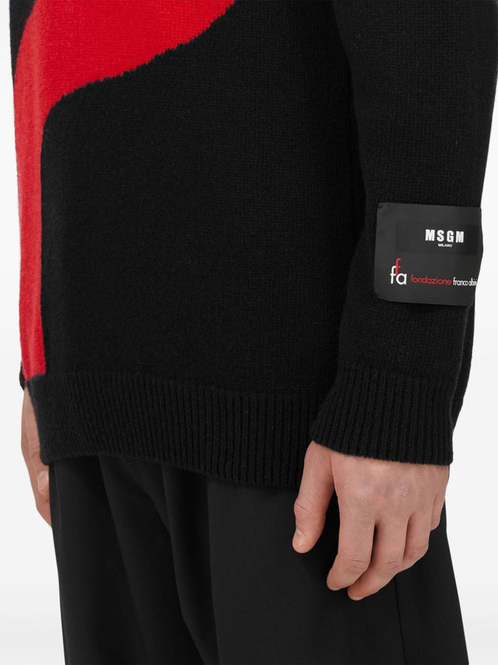 Msgm Maglia Nero Uomo Dettaglio Rosso 3