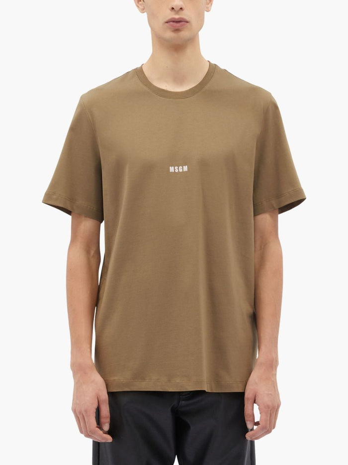 Msgm T-shirt Marrone Uomo Micro Logo 2