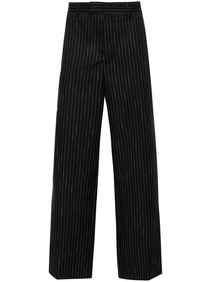 Msgm Pantalone Nero Uomo Gessato 5