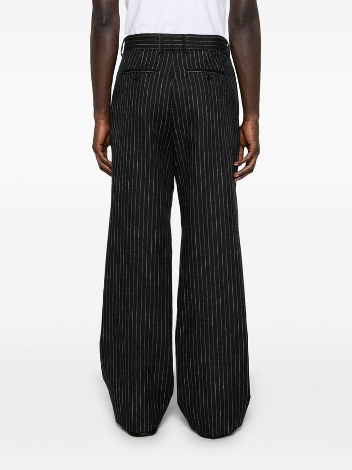 Msgm Pantalone Nero Uomo Gessato 3