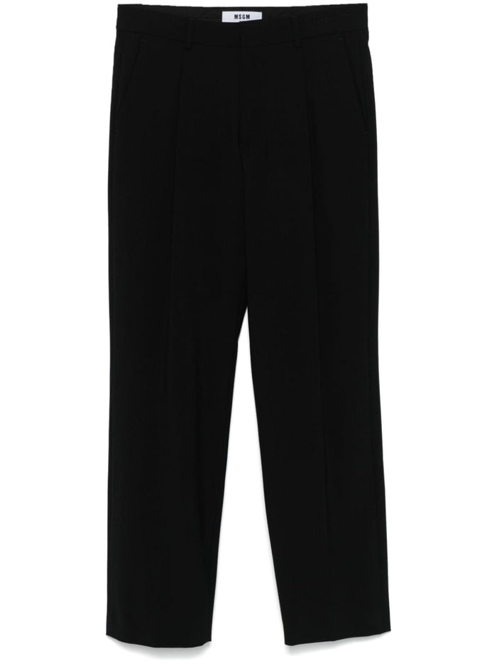 Msgm Pantalone Nero Uomo Singola Pince 1