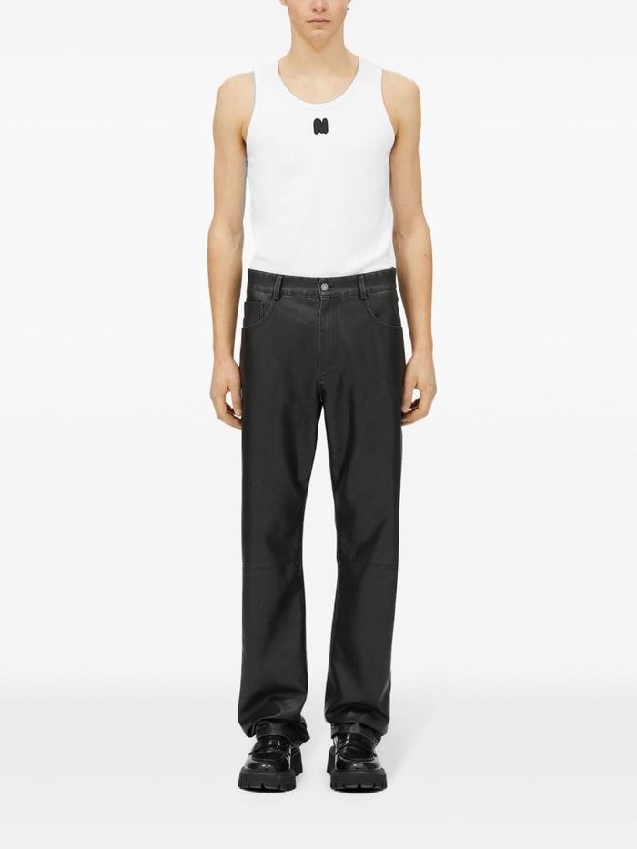 Msgm Pantalone Nero Uomo Pelle 2