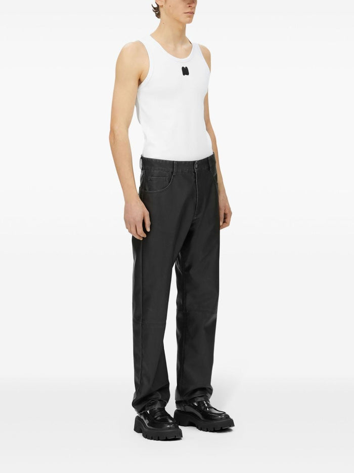 Msgm Pantalone Nero Uomo Pelle 1