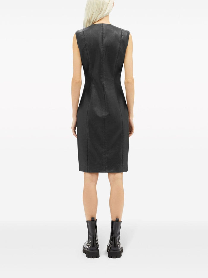 Msgm Women's Black Dress Faux Leather with Zip 3