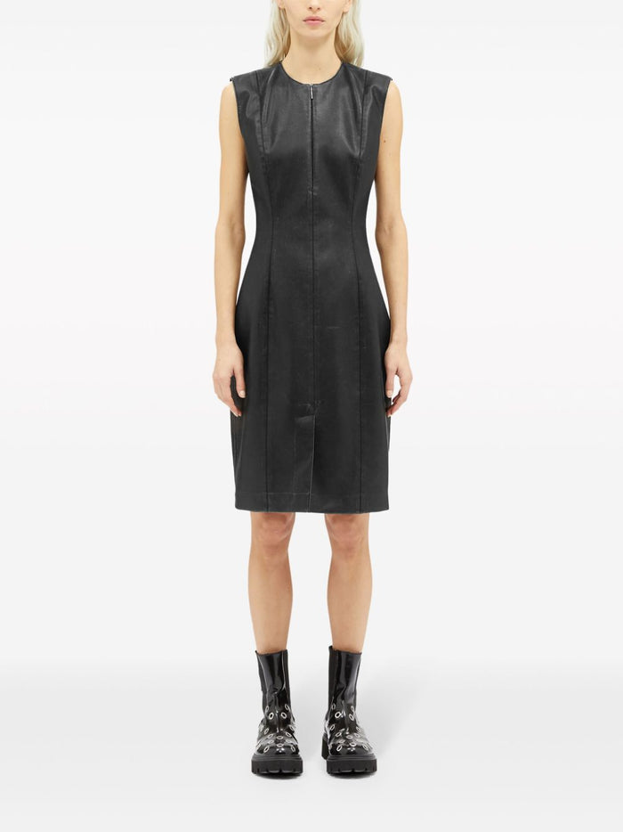 Msgm Women's Black Dress Faux Leather with Zip 2