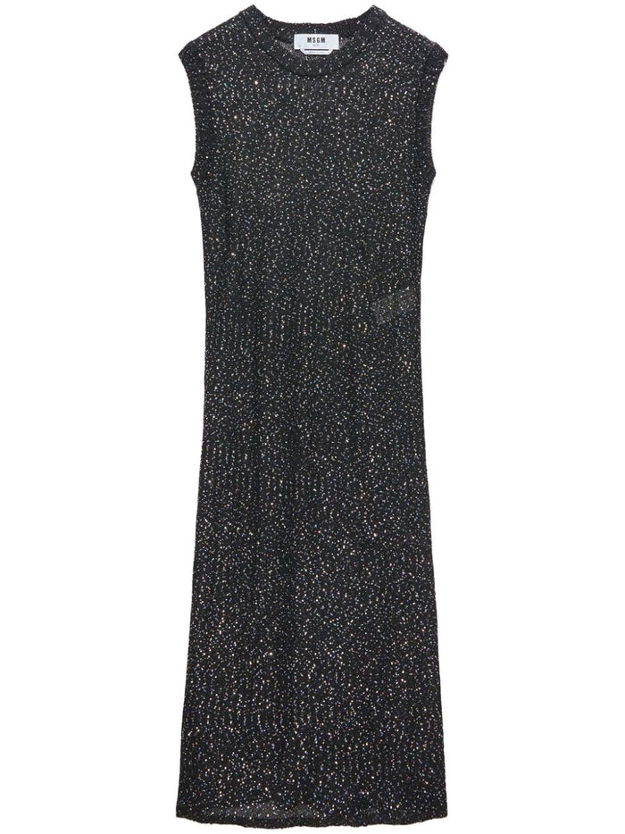 Msgm Black Dress Women Sequins All Over 5