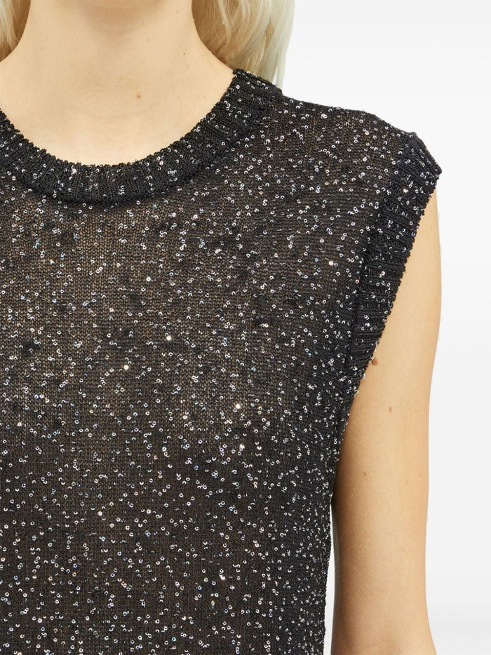 Msgm Black Dress Women Sequins All Over 4