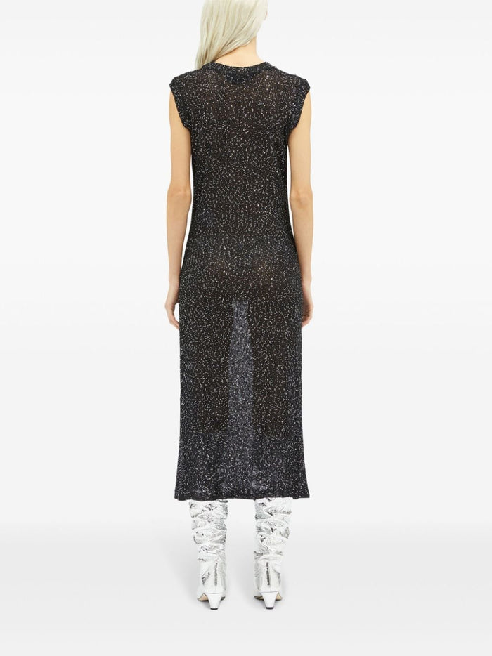 Msgm Black Dress Women Sequins All Over 3