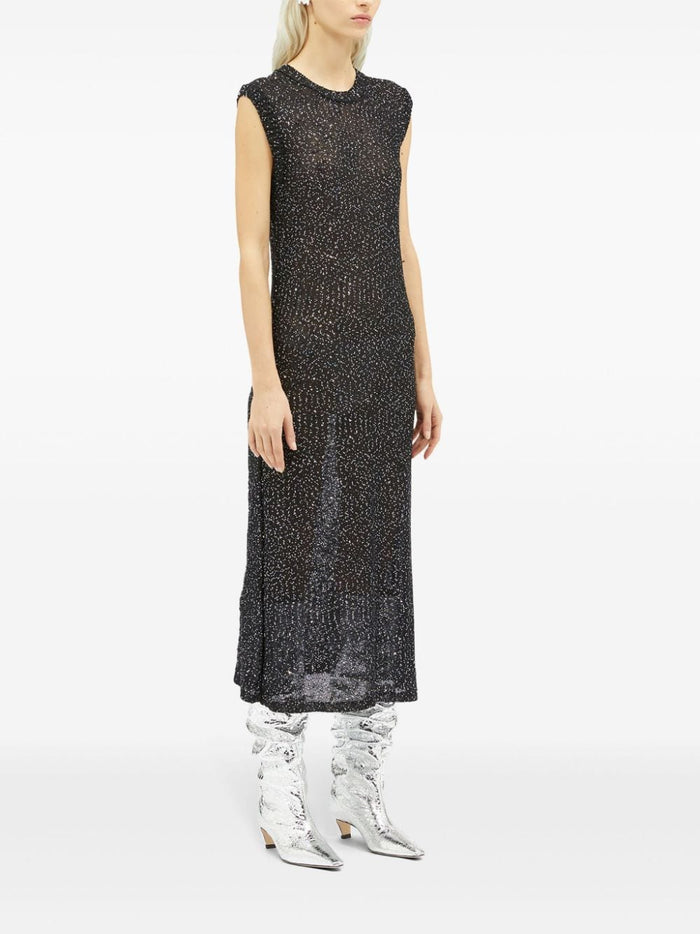 Msgm Black Dress Women Sequins All Over 1