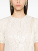 Msgm Beige Dress Women Lace and Sequins Fringe Detail 4