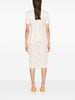 Msgm Beige Dress Women Lace and Sequins Fringe Detail 3