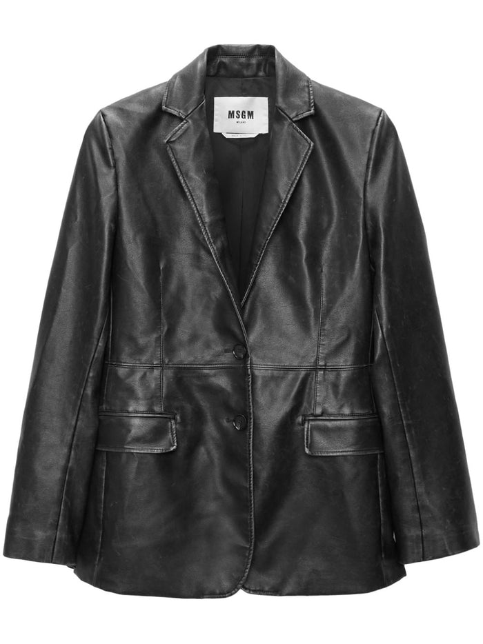 Msgm Black Jacket Women Leather Blazer 6