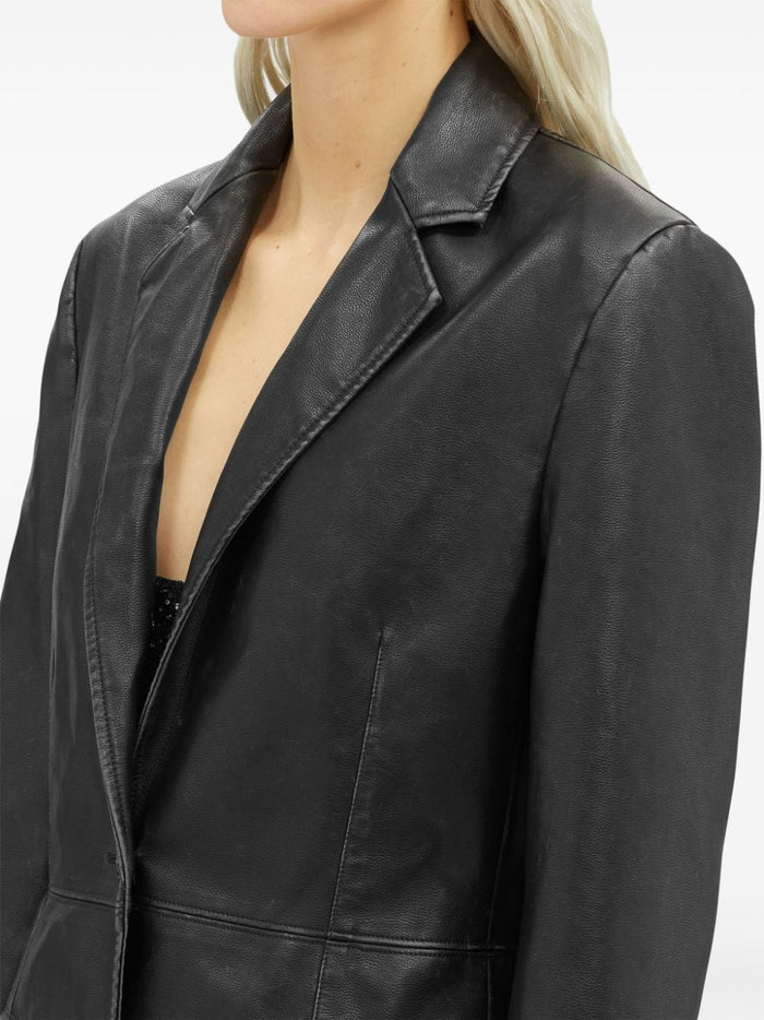 Msgm Black Jacket Women Leather Blazer 5