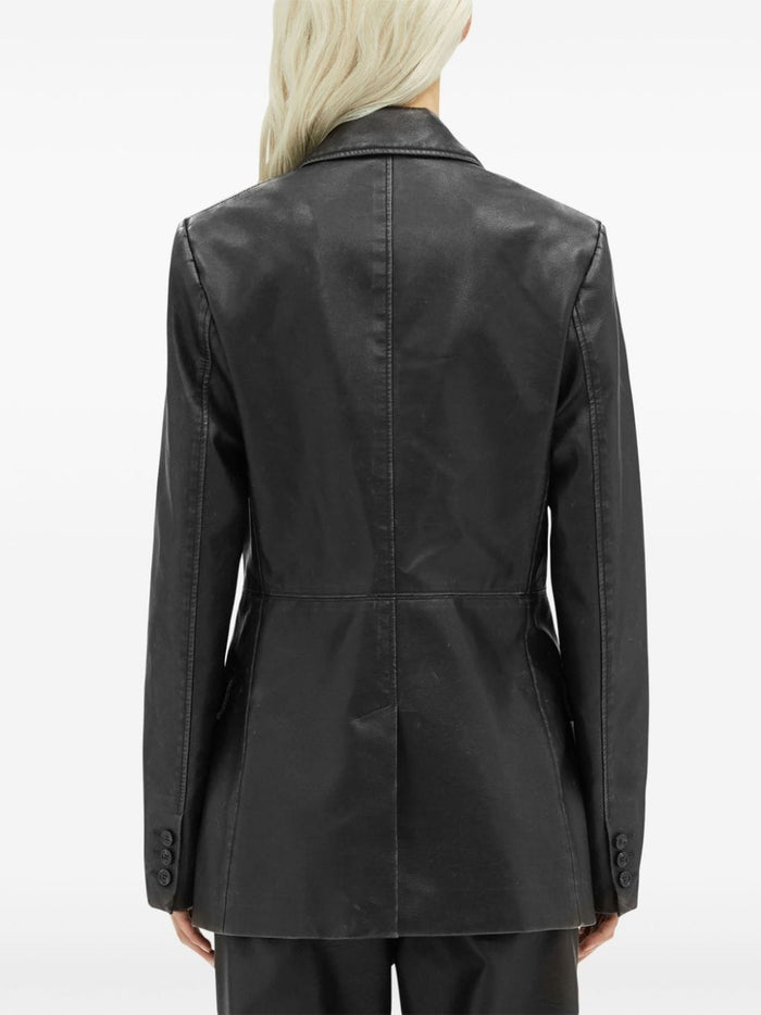 Msgm Black Jacket Women Leather Blazer 4