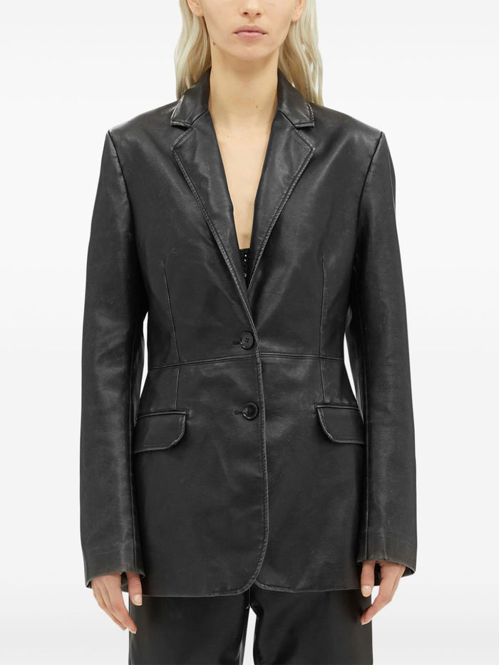 Msgm Black Jacket Women Leather Blazer 2