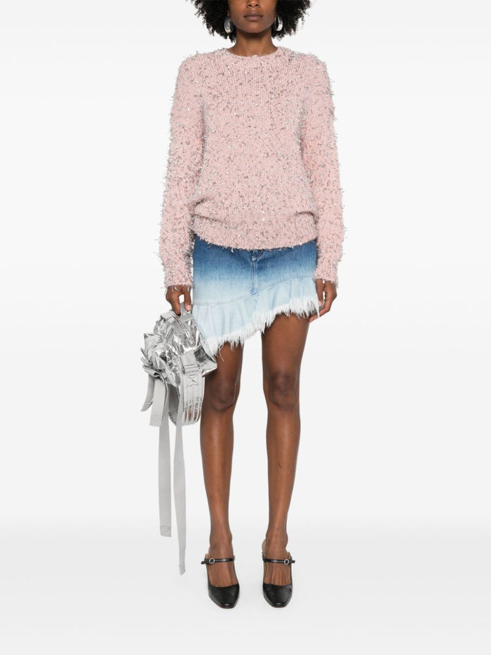 Msgm Women's Pink Lamé Effect Sweater 1