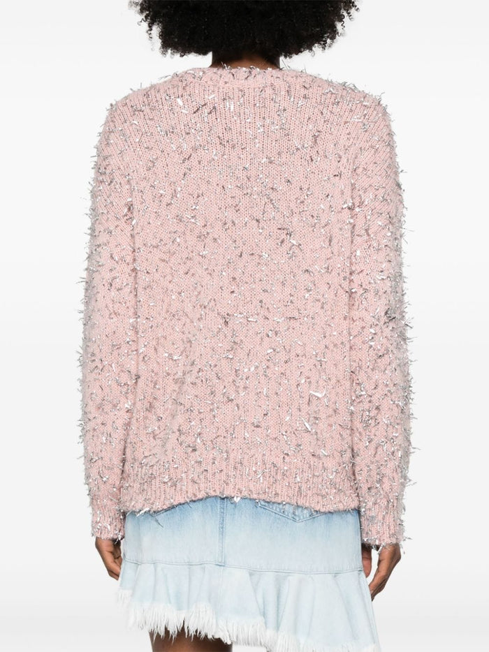 Msgm Women's Pink Lamé Effect Sweater 3