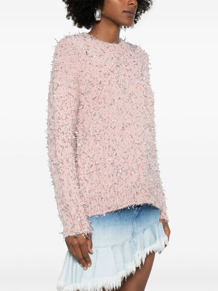 Msgm Women's Pink Lamé Effect Sweater 2