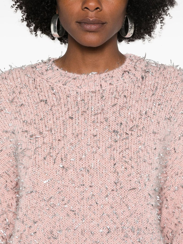 Msgm Women's Pink Lamé Effect Sweater 4