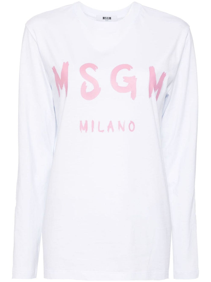 Msgm T-shirt White Women Logo Milan Long Sleeves 5