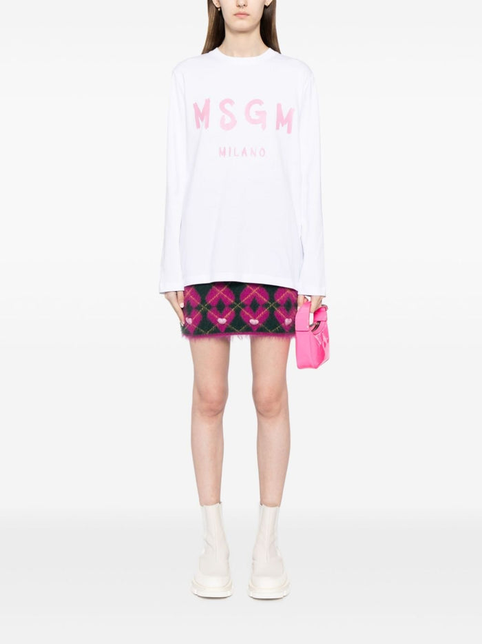 Msgm T-shirt White Women Logo Milan Long Sleeves 1