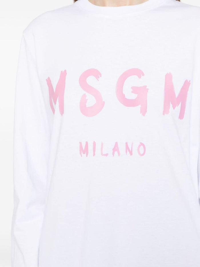 Msgm T-shirt White Women Logo Milan Long Sleeves 4