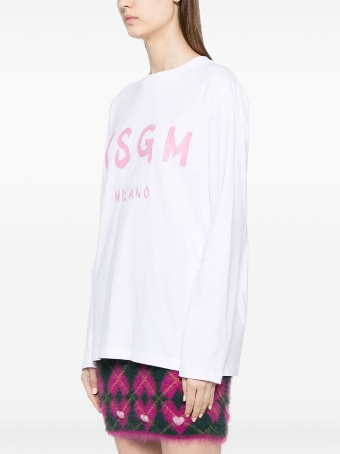 Msgm T-shirt White Women Logo Milan Long Sleeves 2