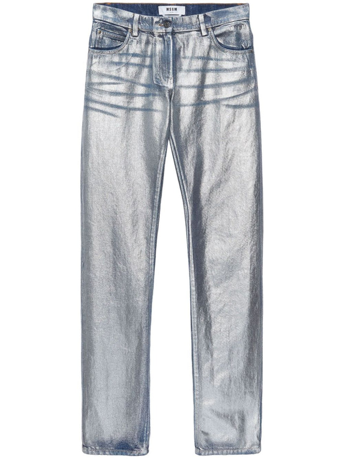 Msgm Jeans Blu Donna Effetto Metallizzato 5