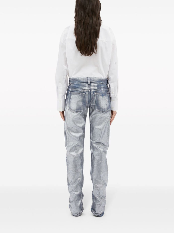 Msgm Jeans Blu Donna Effetto Metallizzato 3