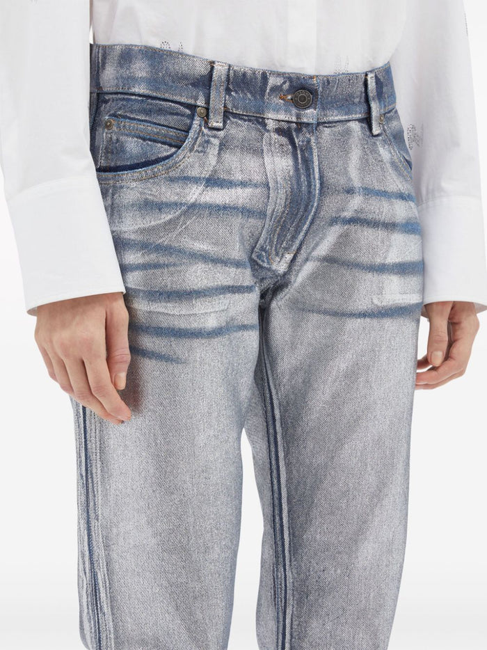 Msgm Jeans Blu Donna Effetto Metallizzato 4