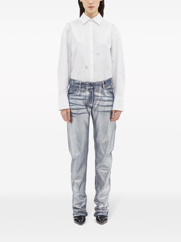 Msgm Jeans Blu Donna Effetto Metallizzato 1