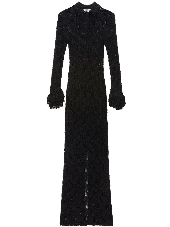 Msgm Women's Long Black Lace Dress 5