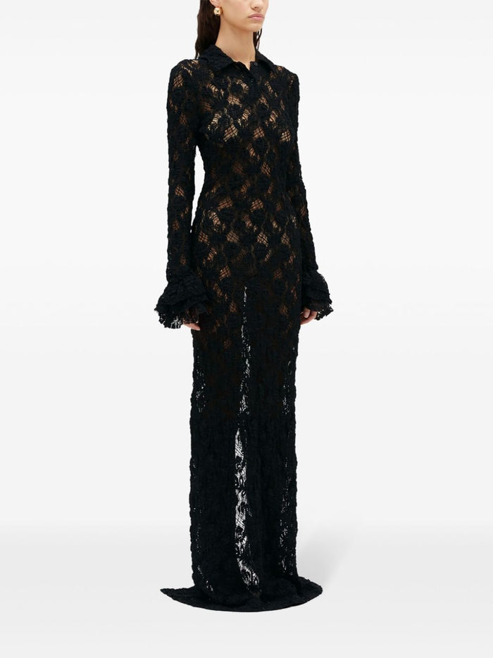 Msgm Women's Long Black Lace Dress 1