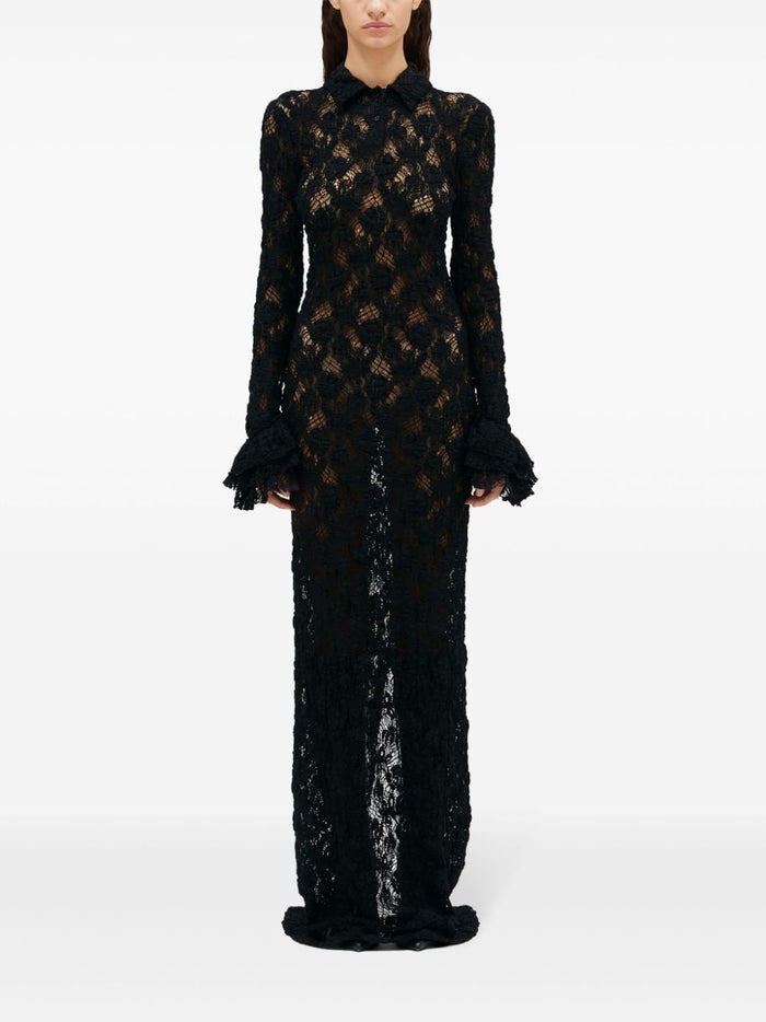 Msgm Women's Long Black Lace Dress 2