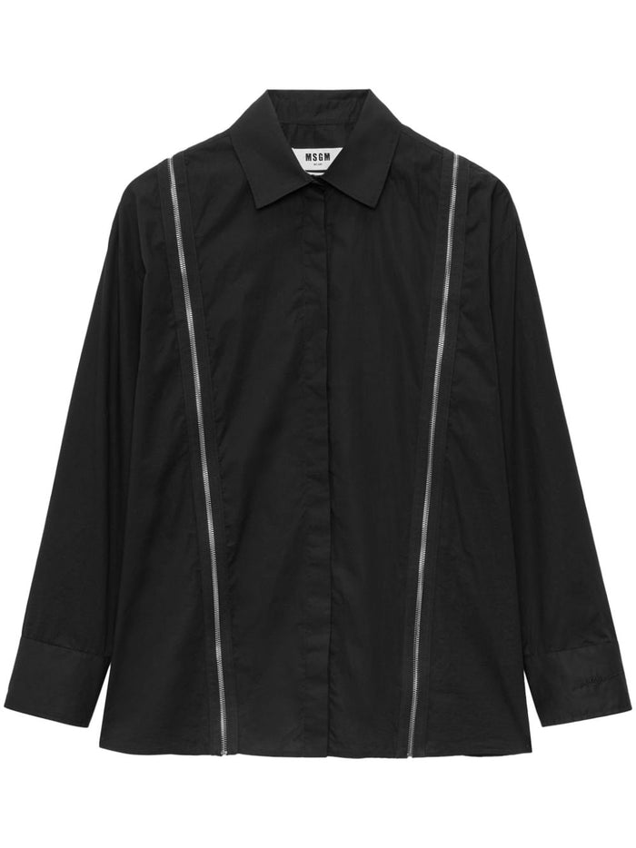 Msgm Black Shirt Women Zip Detail 5