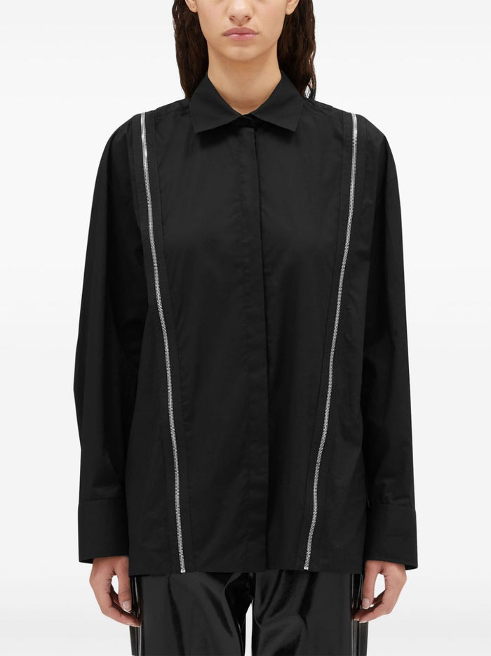 Msgm Black Shirt Women Zip Detail 2