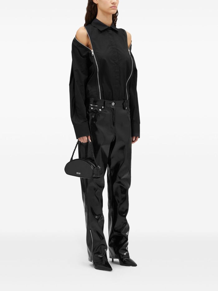 Msgm Black Shirt Women Zip Detail 1