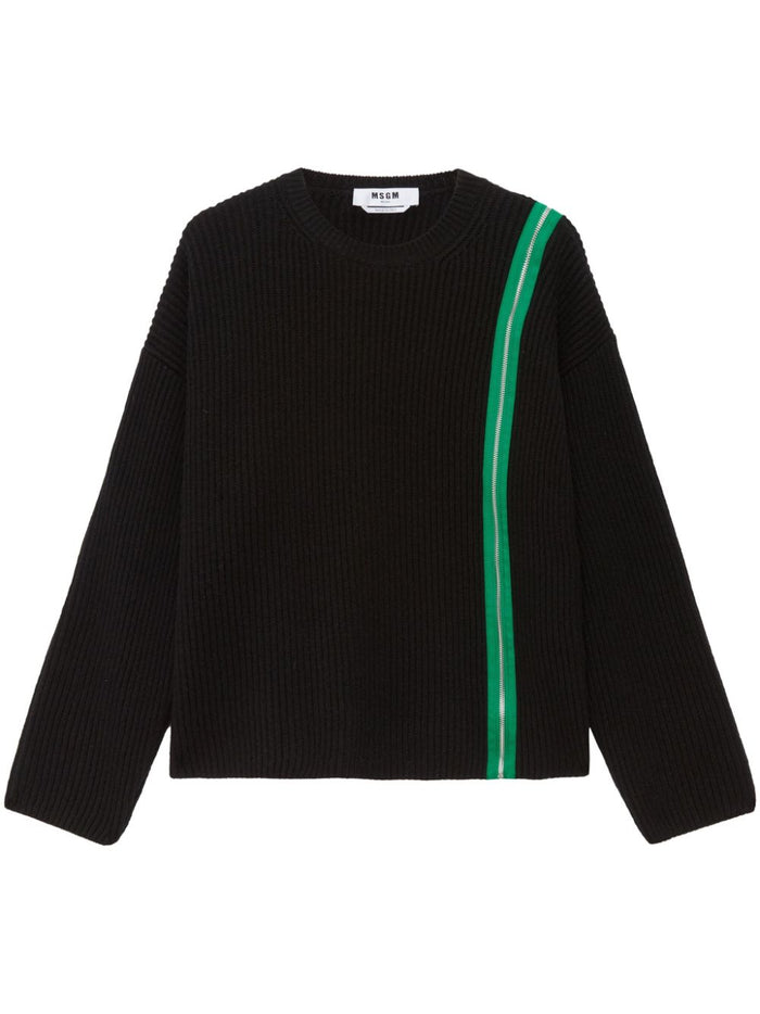 Msgm Maglia Nero Donna Zip Verde 6