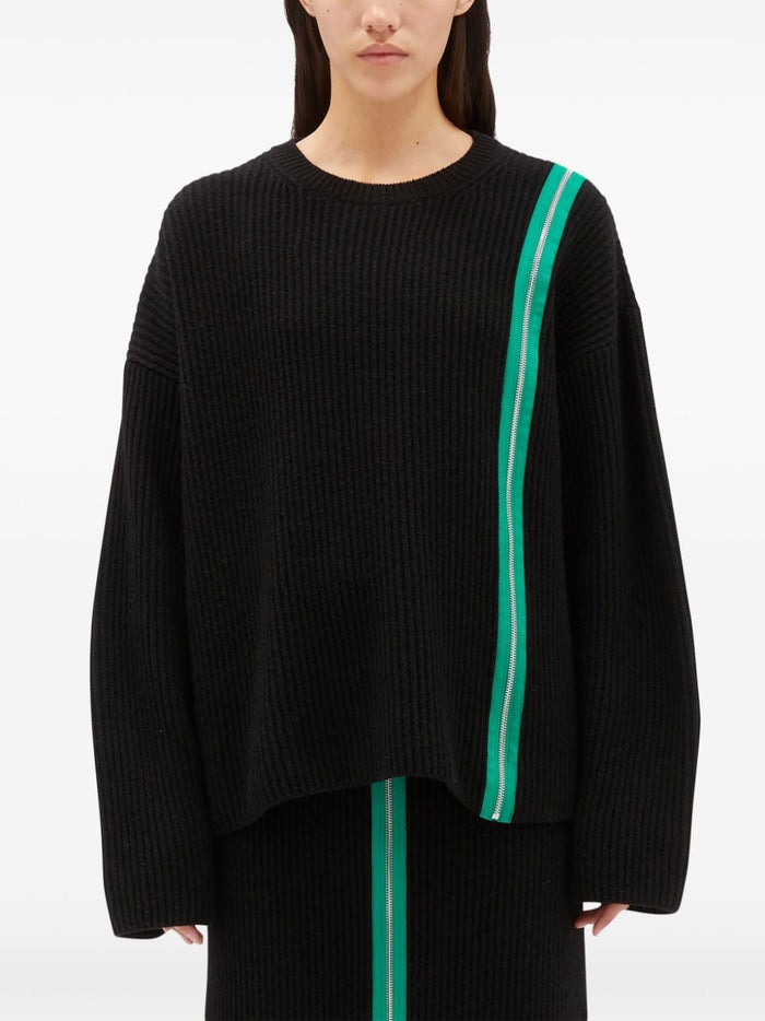 Msgm Maglia Nero Donna Zip Verde 2