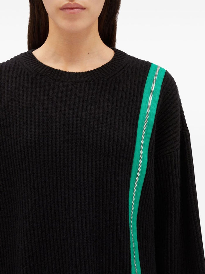 Msgm Maglia Nero Donna Zip Verde 5