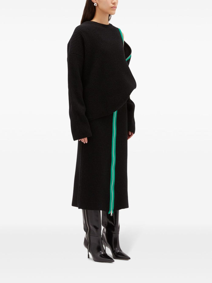 Msgm Maglia Nero Donna Zip Verde 1