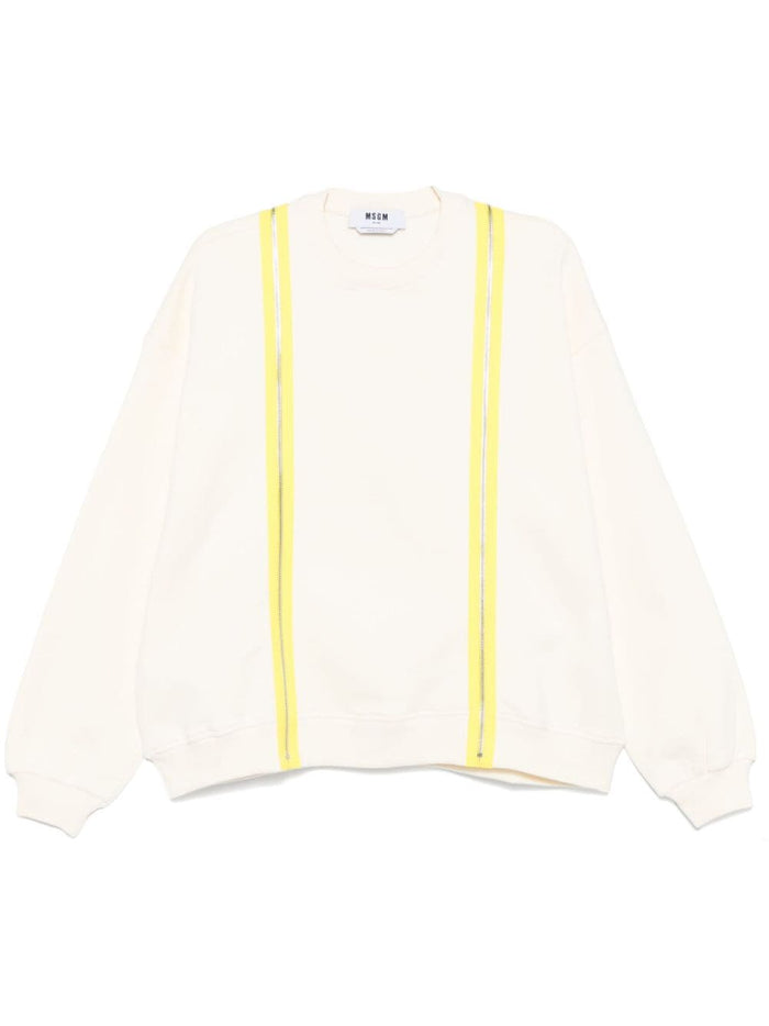 Msgm Beige Sweatshirt Women Zip Detail 1