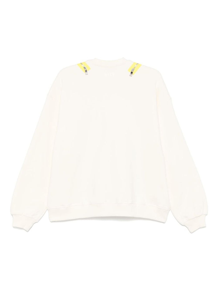 Msgm Beige Sweatshirt Women Zip Detail 2