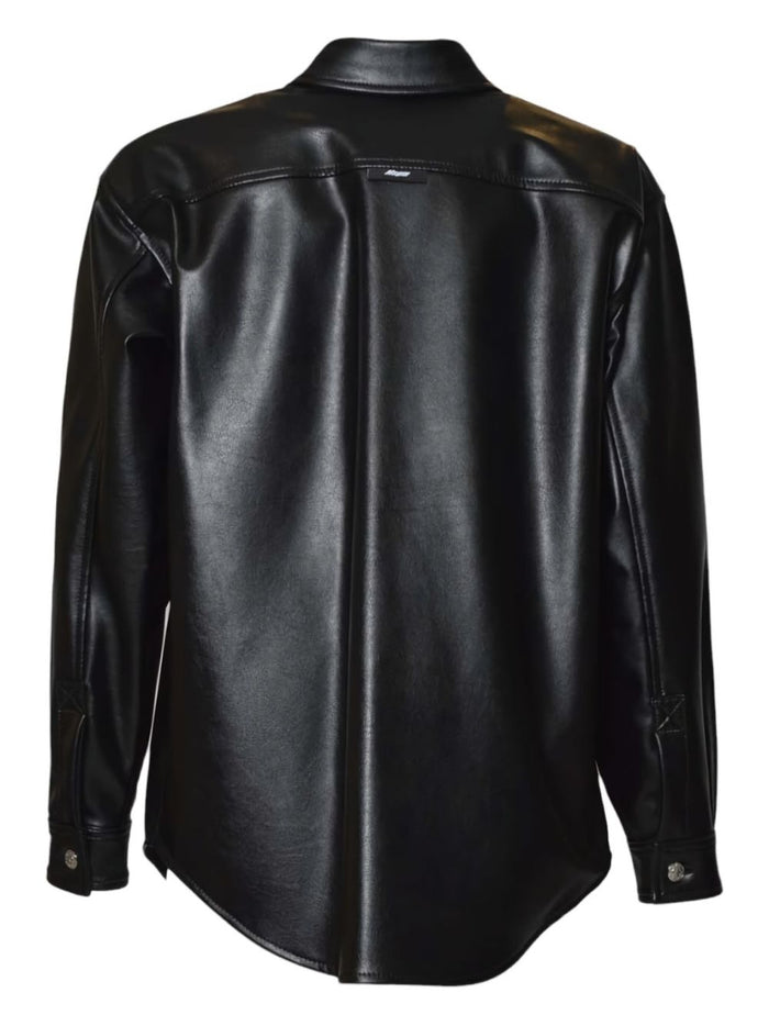 Schwarzes Herrenhemd von MSGM mit glänzender Oberfläche 2