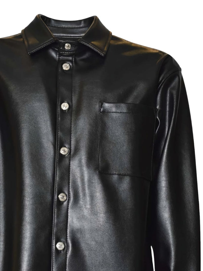 Schwarzes Herrenhemd von MSGM mit glänzender Oberfläche 3